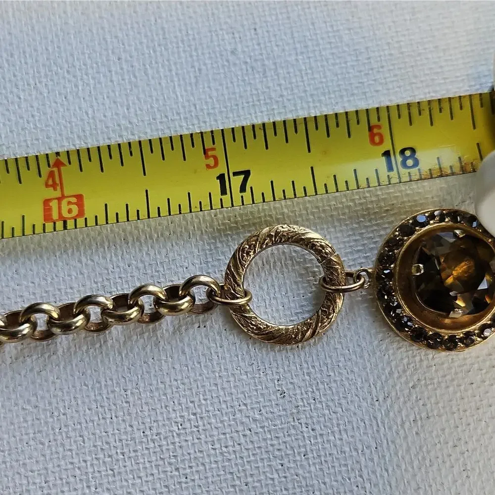 Vtg Papesco Swavorski Brown Crystal Necklace Designer Runway